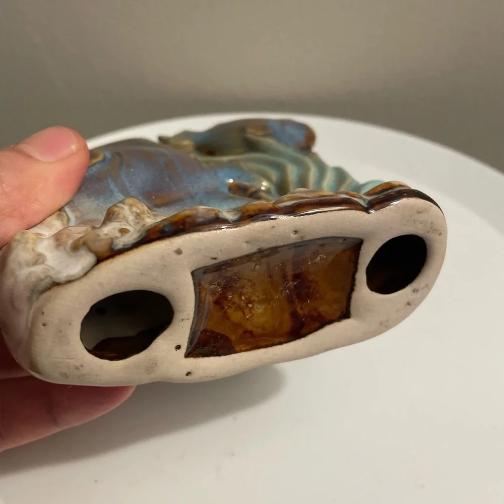 Ceramic Fish Figurine - Brown and Blue